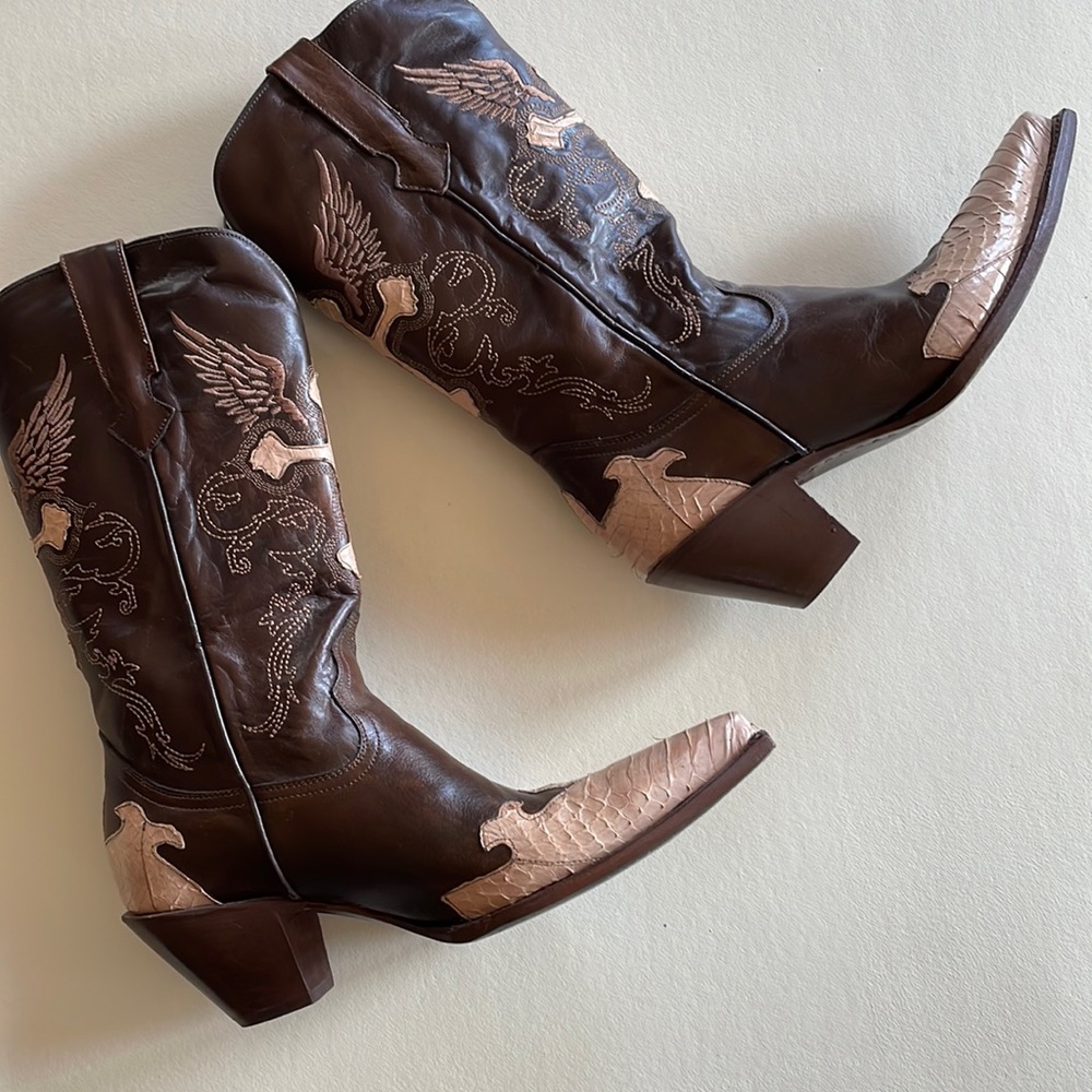 NWOT Exotic Leather Western Boots, sz. 9